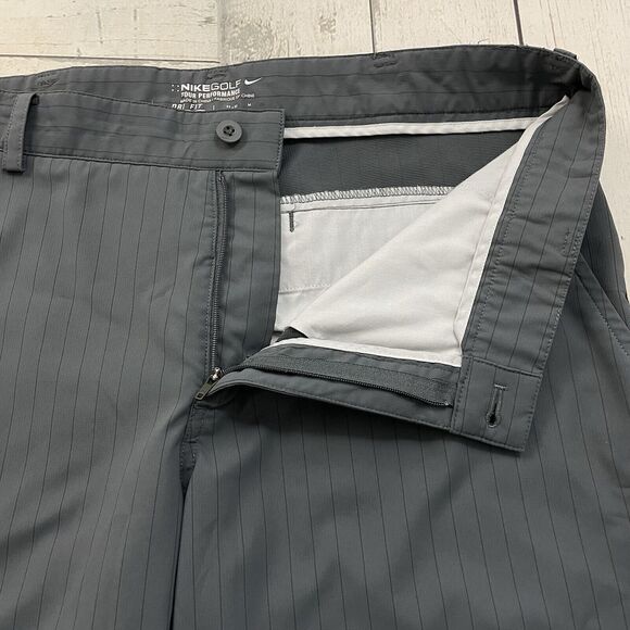 Nike Men's W32 x L32 Gray Pinstriped Tour Performance Flat Front Chino Golf Pant - Picture 4 of 8
